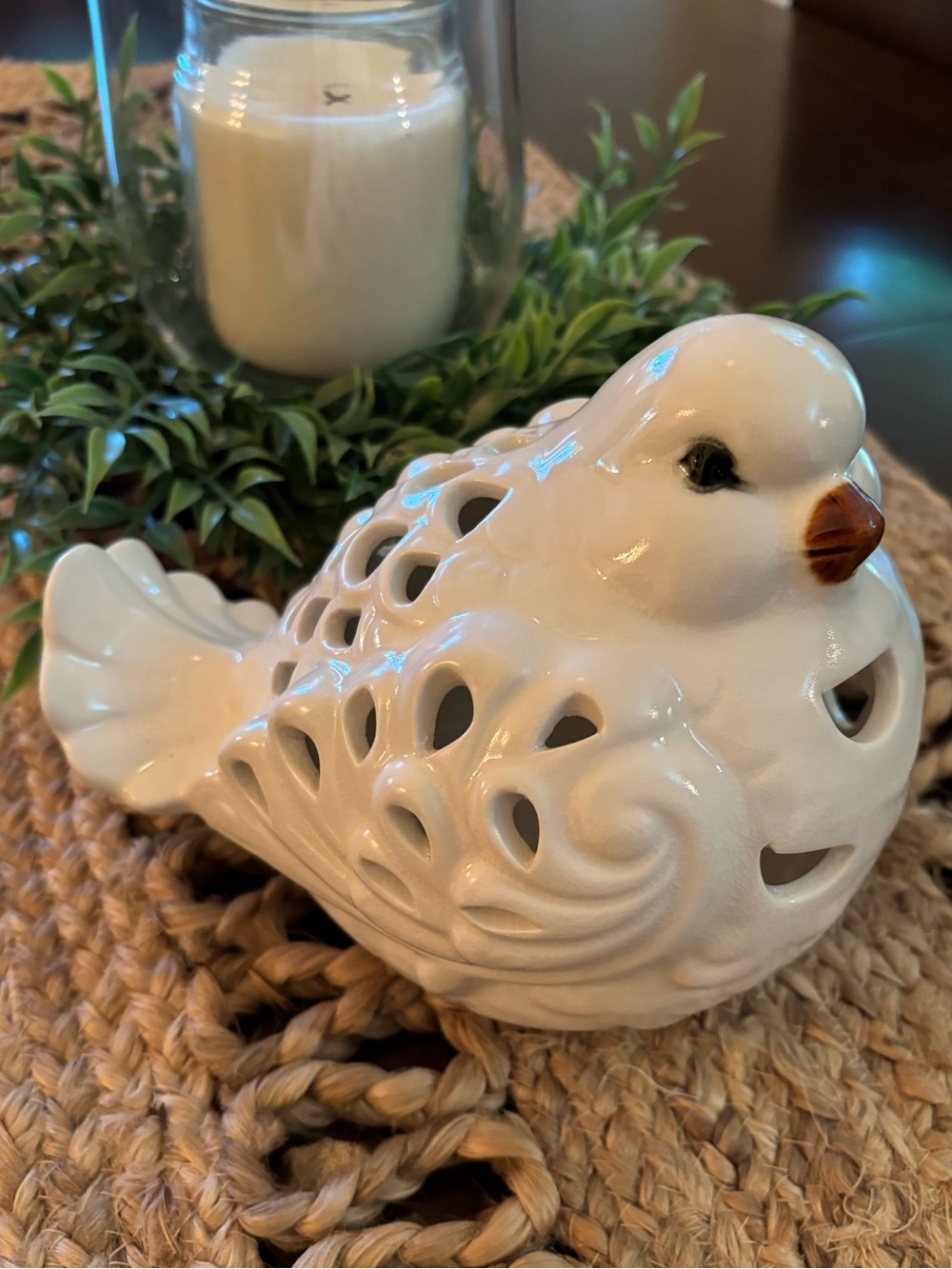 Hobby Lobby Ceramic Bird Cutouts Glossy Cream 8” by 5 1/2” Cottagecore Decor